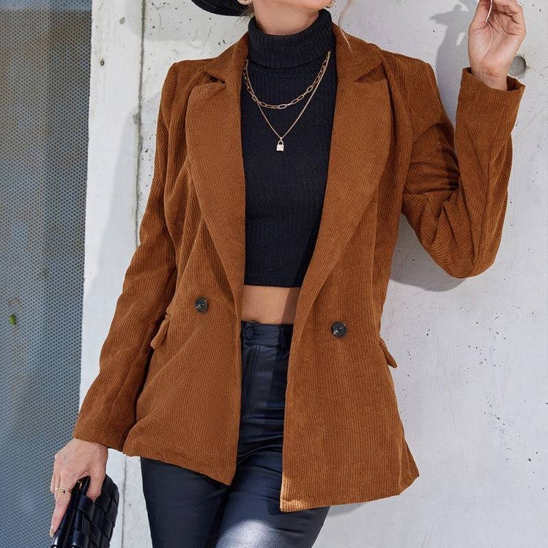 Veste en Velours Côtelé à Double Boutonnage – Élégance Décontractée et Style Intemporel