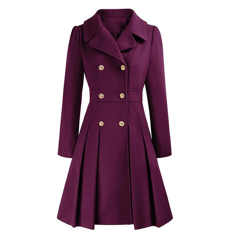 Manteau Femme Style Britannique à Double Boutonnage – Élégance et Charme Classique