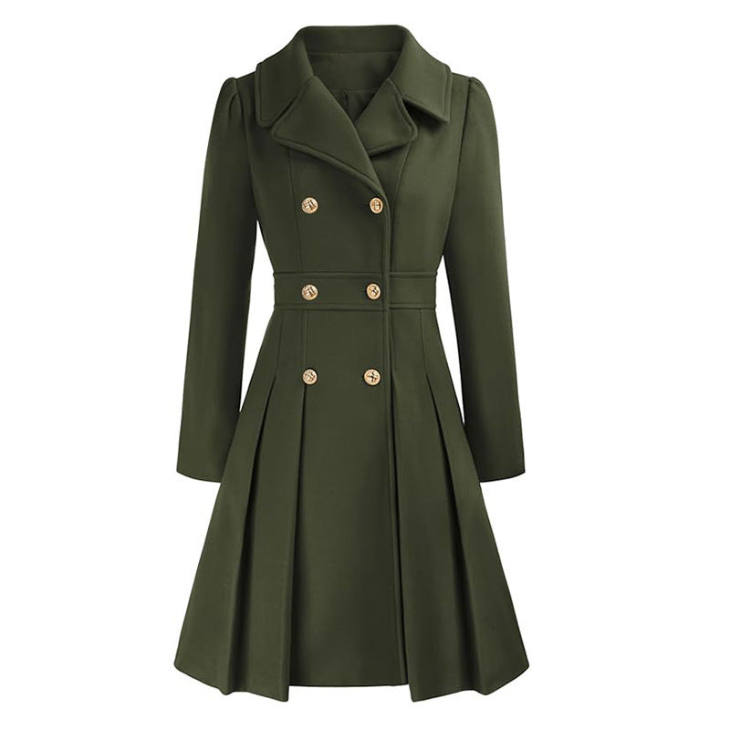 Manteau Femme Style Britannique à Double Boutonnage – Élégance et Charme Classique
