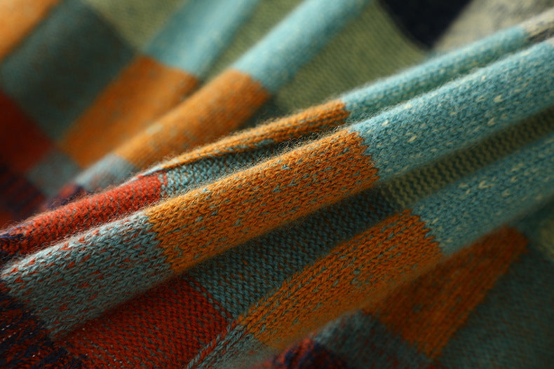 Pull en Laine à Carreaux de Couleur Éblouissante – Élégance et Chaleur Réunies