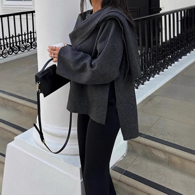 Cape Écharpe Tricotée à Col Châle – Élégance et Chaleur Réunies