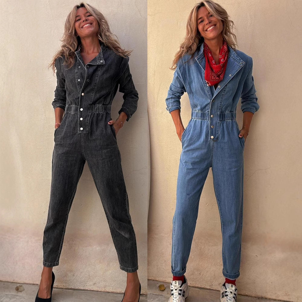 Combinaison Street Style Femme en Denim – Confort et Audace Urbaine