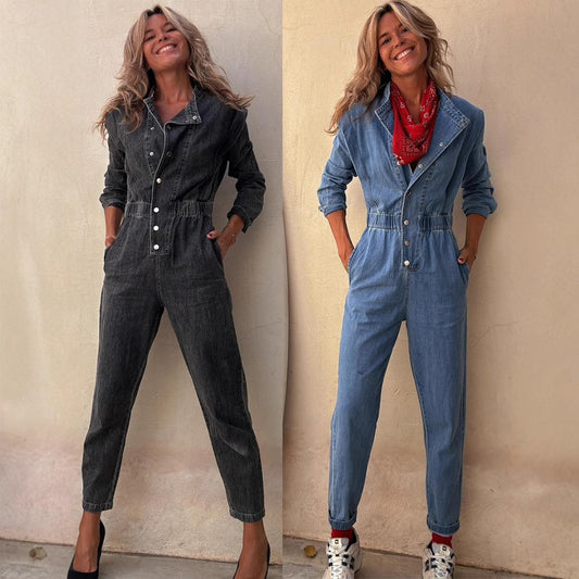 Combinaison Street Style Femme en Denim – Confort et Audace Urbaine