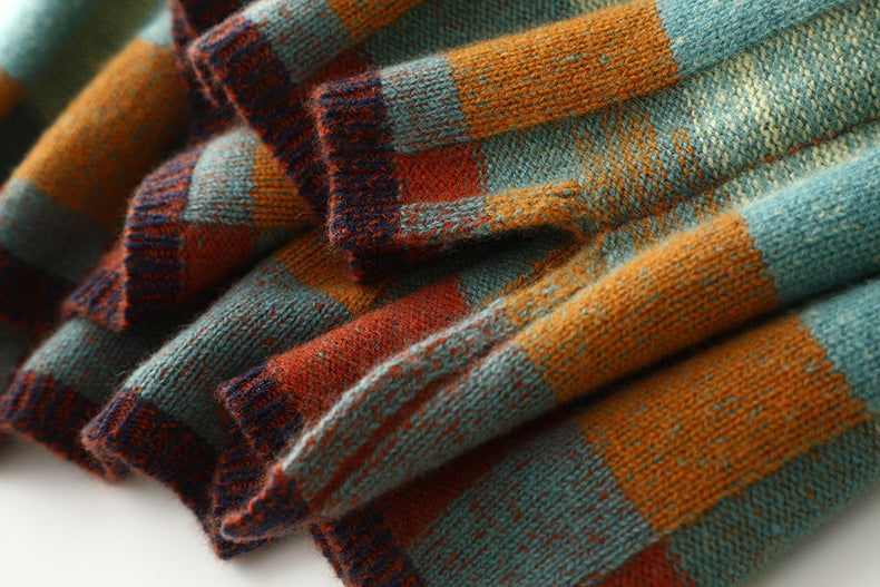 Pull en Laine à Carreaux de Couleur Éblouissante – Élégance et Chaleur Réunies