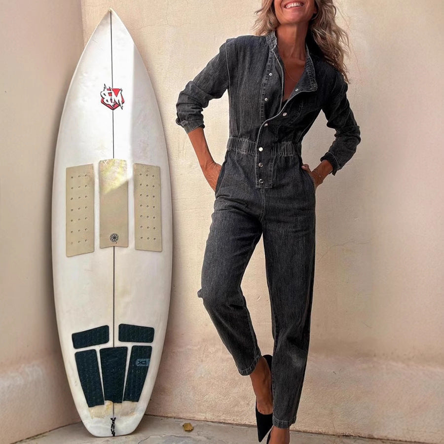 Combinaison Street Style Femme en Denim – Confort et Audace Urbaine