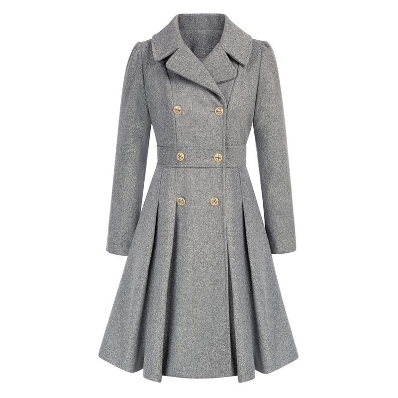 Manteau Femme Style Britannique à Double Boutonnage – Élégance et Charme Classique