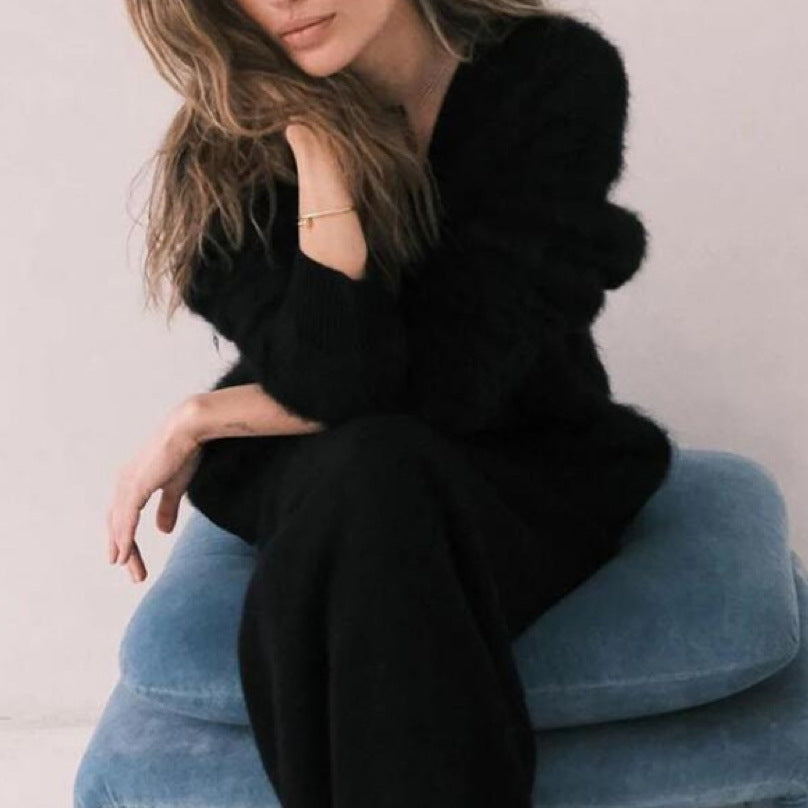 Tissu Élégance – Cardigan Boutonné à Col V pour Femmes