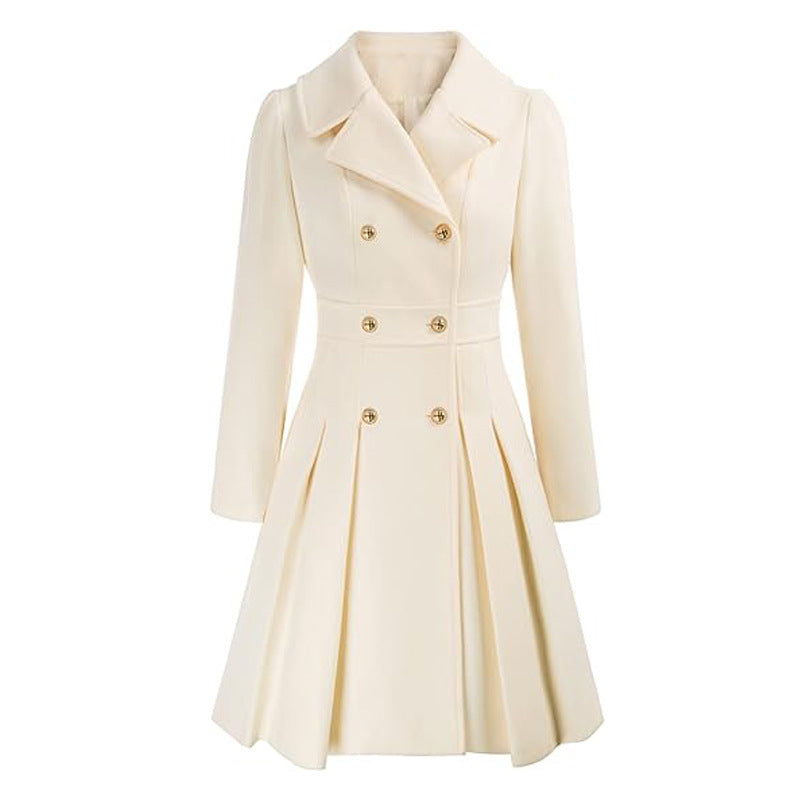 Manteau Femme Style Britannique à Double Boutonnage – Élégance et Charme Classique