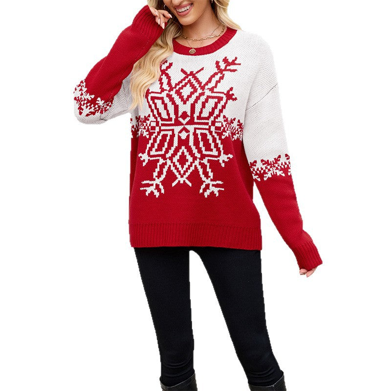 Women's Large Snowflake Casual Sweater