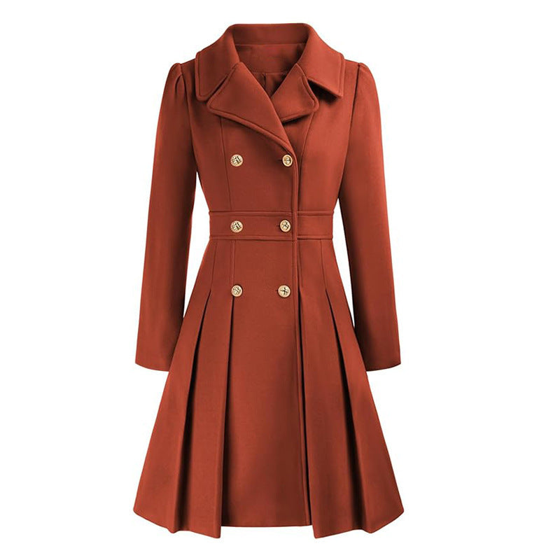 Manteau Femme Style Britannique à Double Boutonnage – Élégance et Charme Classique