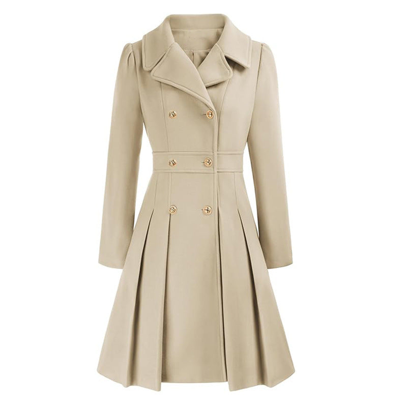 Manteau Femme Style Britannique à Double Boutonnage – Élégance et Charme Classique