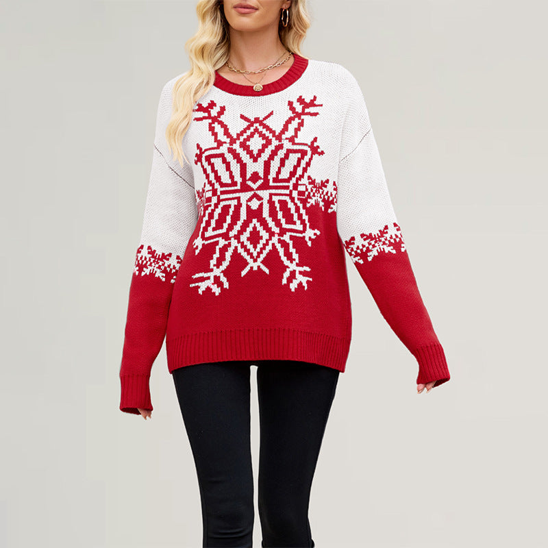 Women's Large Snowflake Casual Sweater