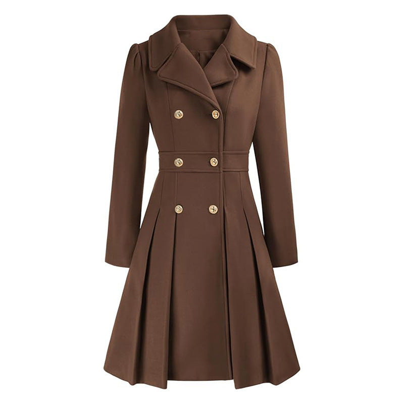 Manteau Femme Style Britannique à Double Boutonnage – Élégance et Charme Classique
