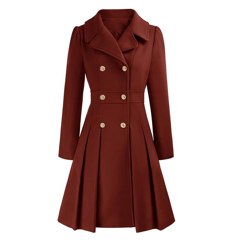 Manteau Femme Style Britannique à Double Boutonnage – Élégance et Charme Classique