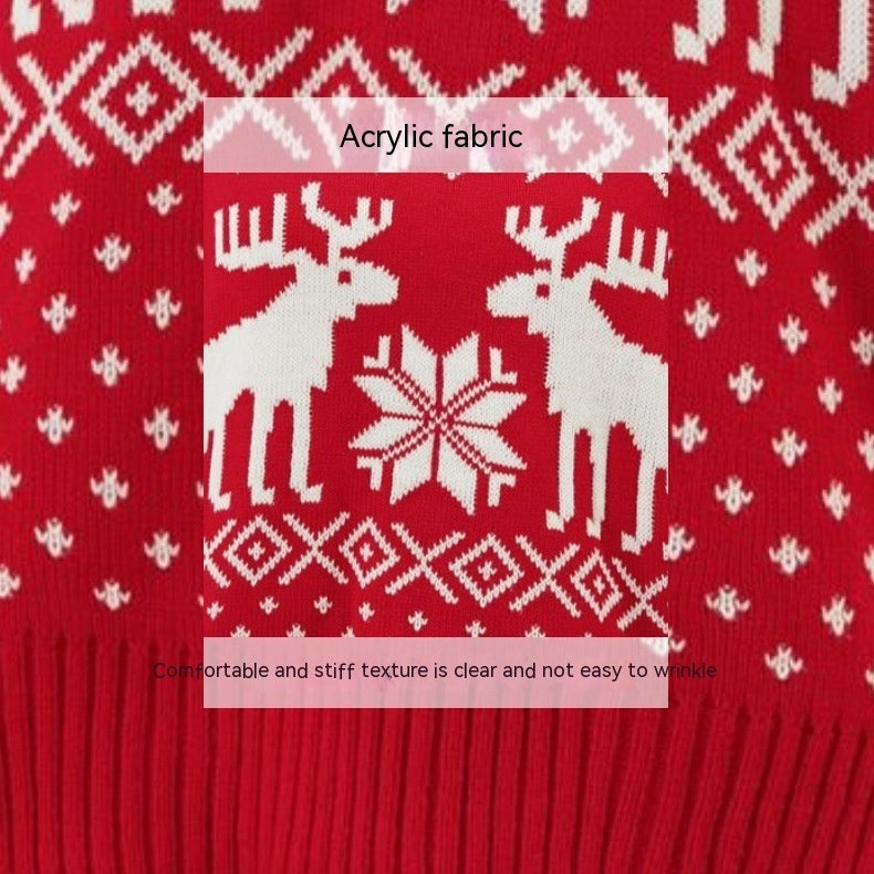 Christmas Loose Snowflake Elk Long Sleeve Pullover Sweater