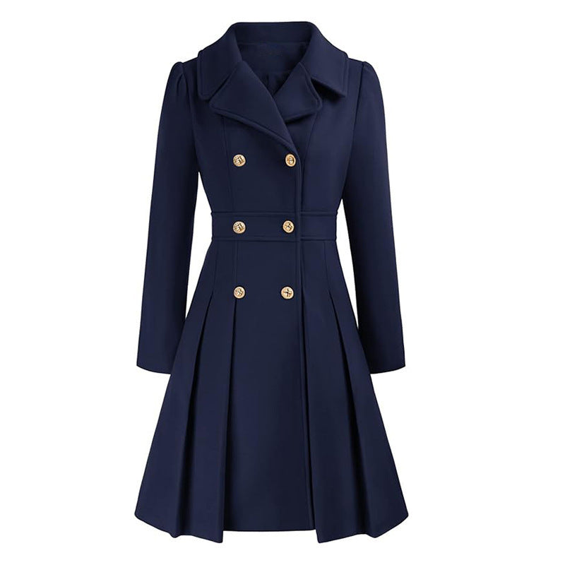 Manteau Femme Style Britannique à Double Boutonnage – Élégance et Charme Classique