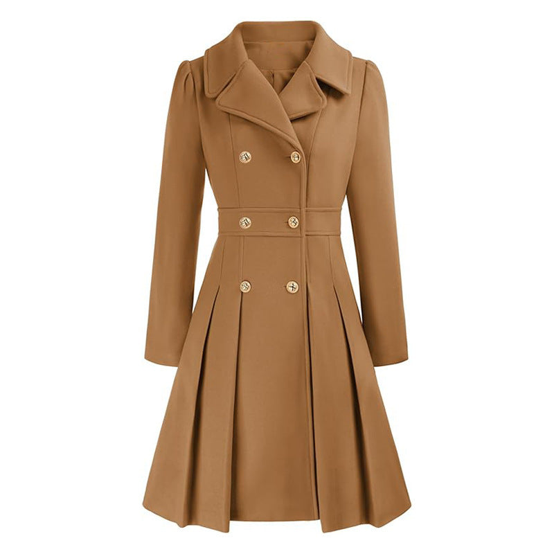 Manteau Femme Style Britannique à Double Boutonnage – Élégance et Charme Classique