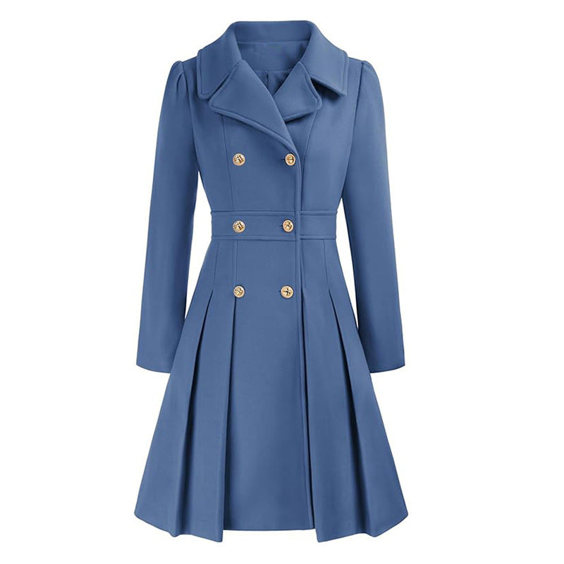 Manteau Femme Style Britannique à Double Boutonnage – Élégance et Charme Classique