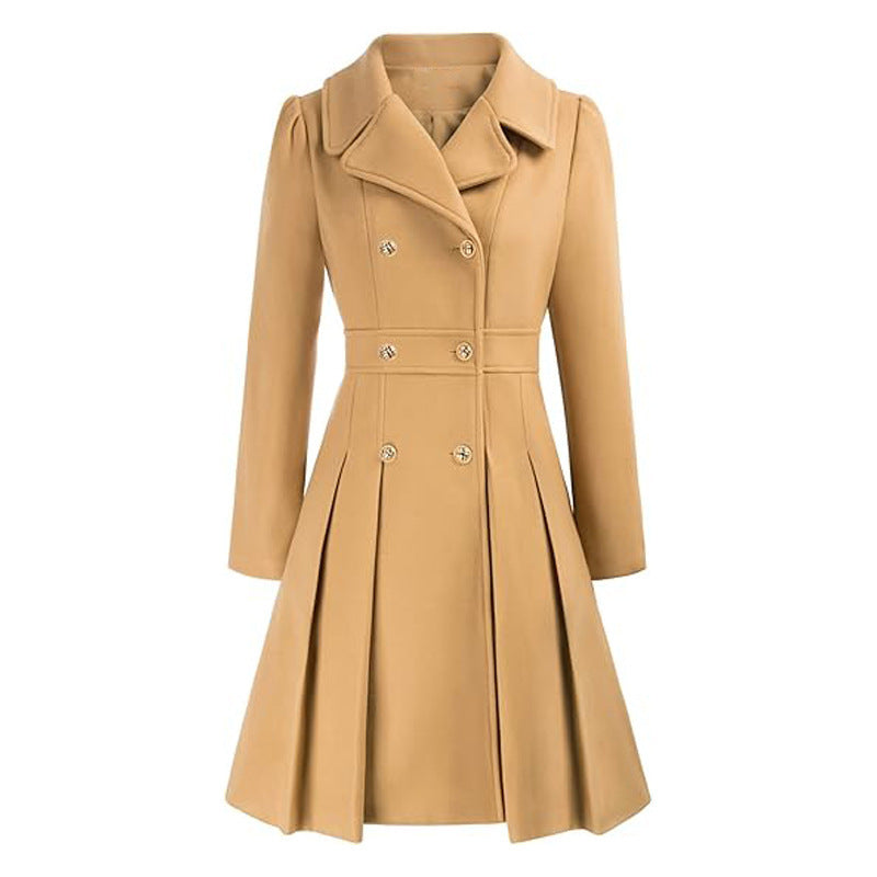 Manteau Femme Style Britannique à Double Boutonnage – Élégance et Charme Classique