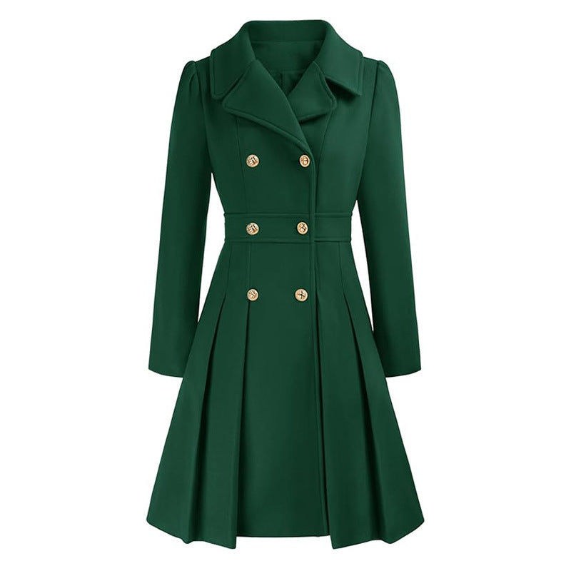 Manteau Femme Style Britannique à Double Boutonnage – Élégance et Charme Classique