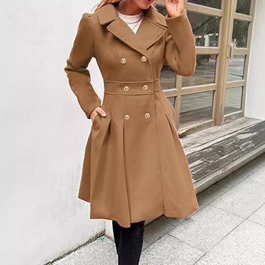 Manteau Femme Style Britannique à Double Boutonnage – Élégance et Charme Classique