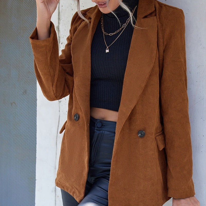 Veste en Velours Côtelé à Double Boutonnage – Élégance Décontractée et Style Intemporel