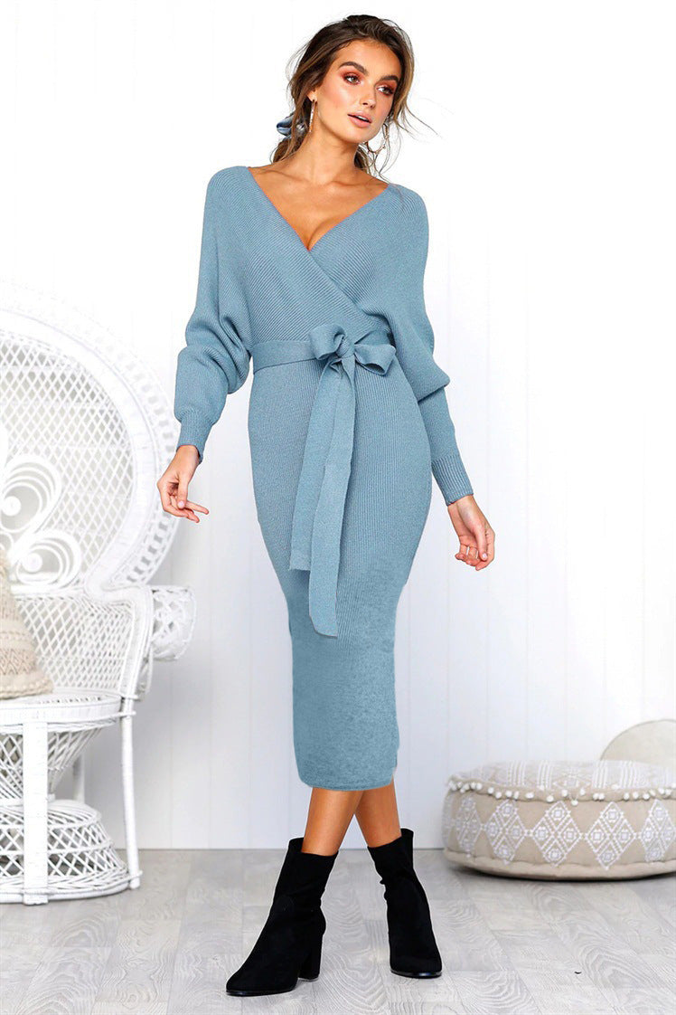 Robe Femme Élégante à Col en V et Dentelle – Style Raffiné et Intemporel