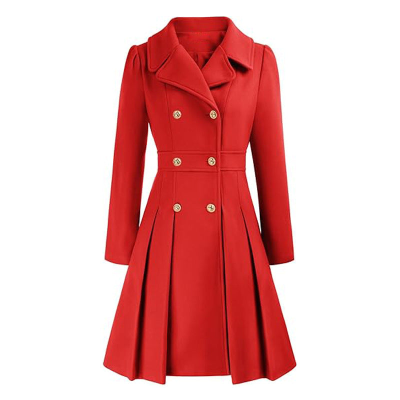 Manteau Femme Style Britannique à Double Boutonnage – Élégance et Charme Classique