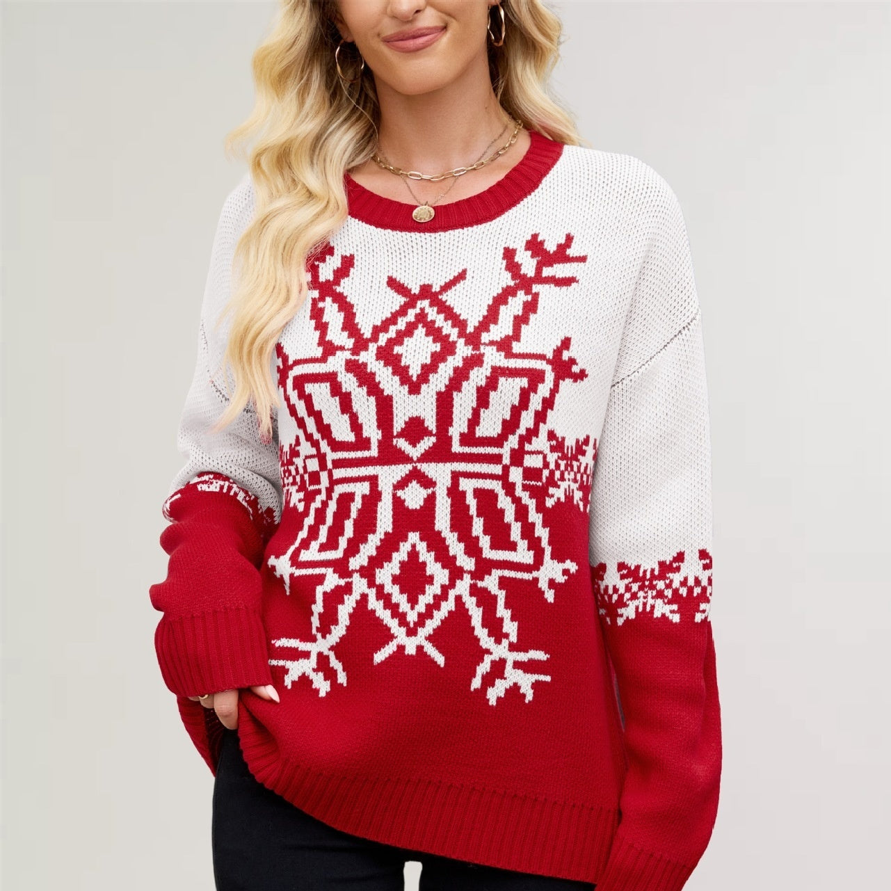 Women's Large Snowflake Casual Sweater